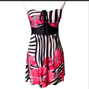 Chelsey XS Strapless Mini Dress Floral Babydoll Party Y2K 00s 90s Festival Fairy